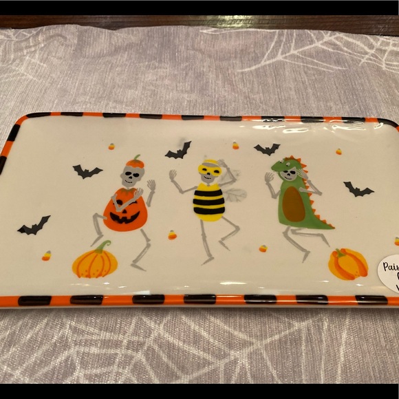 Dancing Skeletons In Halloween Costumes Rectangular Ceramic Platter - Picture 15 of 16